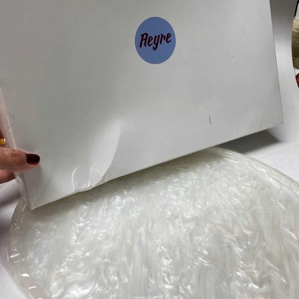 AEYRE Oval Tray - White Hand-poured Acrylic Resin NIB $249 MSRP